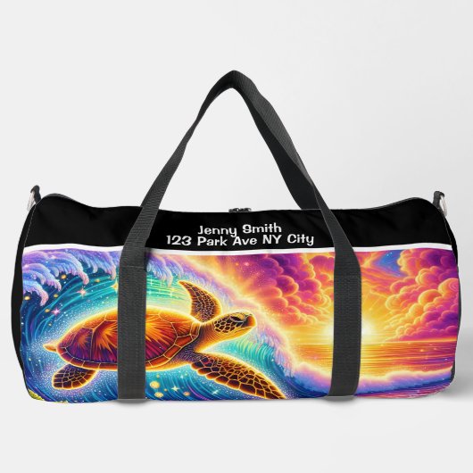 Vibrant Sunset Turtle Travel Monogram Personalize Plunjezak (Voorkant)
