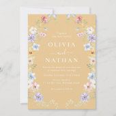 Vibrant Sunshine Wildflowers Modern Wedding Kaart (Voorkant)