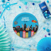 Vibrant Superheld Birthday Party Favor Papieren Bordje (Feest)