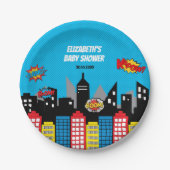 Vibrant Superheld Birthday Party Favor Papieren Bordje (Voorkant)