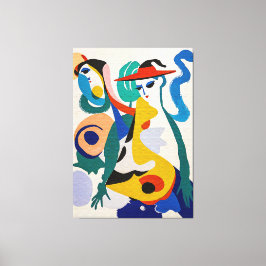 Vibrant Surrealism Cubist Figures Fine Art Canvas Afdruk