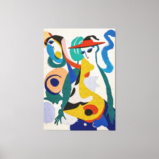 Vibrant Surrealism Cubist Figures Fine Art Canvas Afdruk (Voorkant)
