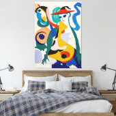 Vibrant Surrealism Cubist Figures Fine Art Canvas Afdruk (Insitu (Slaapkamer))