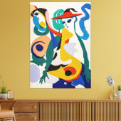 Vibrant Surrealism Cubist Figures Fine Art Canvas Afdruk (Insitu (Woonkamer))