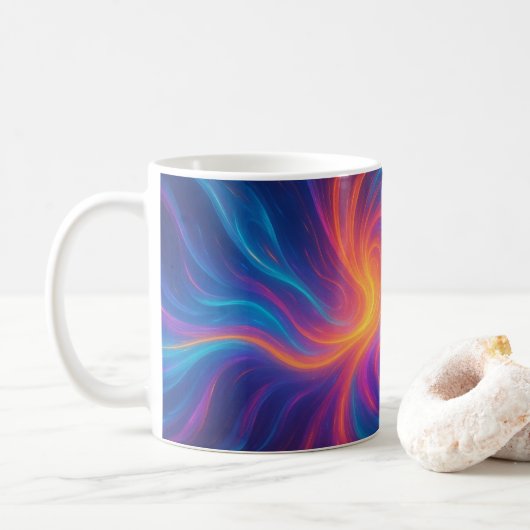 Vibrant Swirl Abstract Art Mug Koffiemok (Met donut)