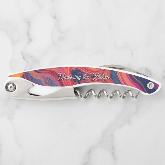 Vibrant Swirl Design Funny Sip Happens Beer Kurkentrekker (Voorkant)