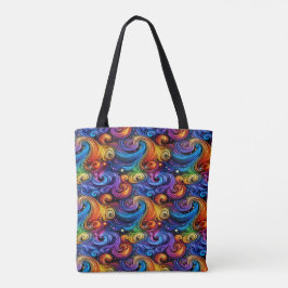 Vibrant Swirl Pattern Fleece Blanket Tote Bag
