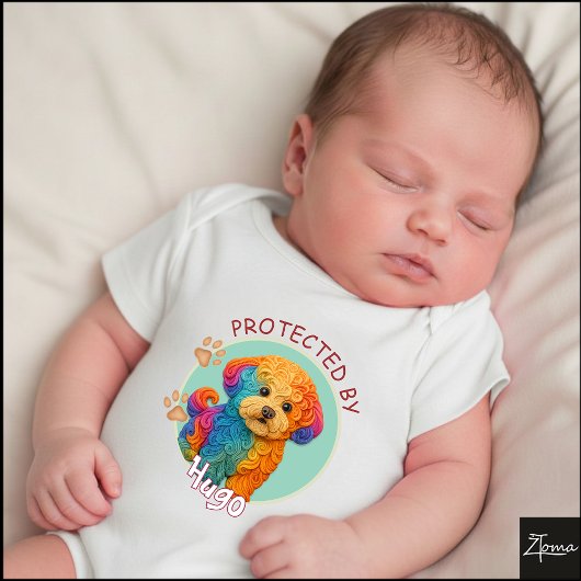 Vibrant Swirl Quilled Bichon Frise dog Portrait Romper