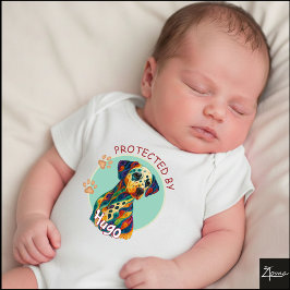 Vibrant Swirl Quilled Dalmatian Dog Portrait Romper
