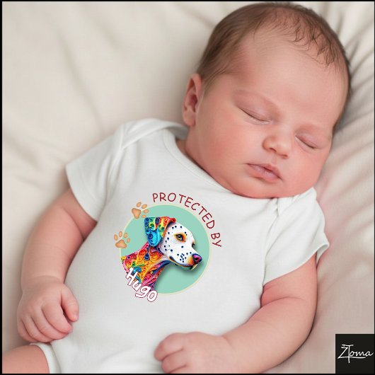 Vibrant Swirl Quilled Dalmatian Dog Portrait Romper