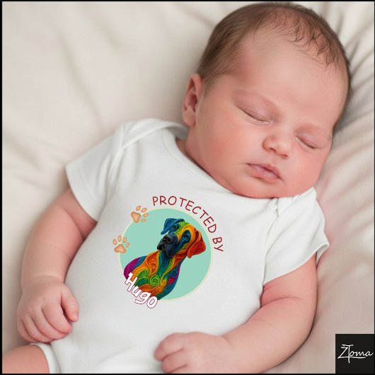 Vibrant Swirl Quilled Great Dane dog Portrait Romper