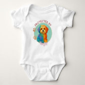 Vibrant Swirl Quilled Maltese dog Portrait Romper (Voorkant)