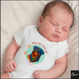 Vibrant Swirl Quilled Rottweiler dog Portrait Romper