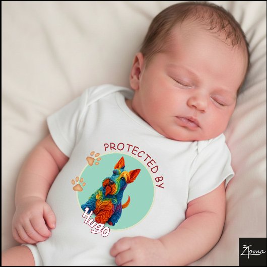 Vibrant Swirl Quilled Scottish Terrier dog Portrai Romper