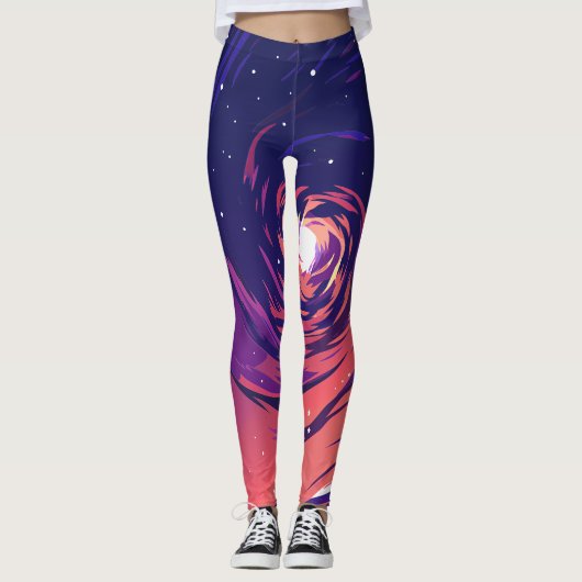Vibrant Swirling Galaxy with Bright Center Leggings (Voorkant)