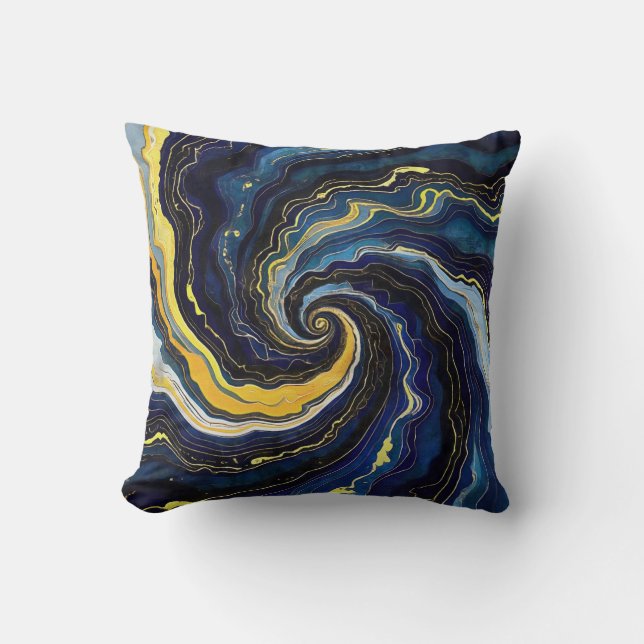 Vibrant Swirls of Blue and Gold 2 Kussen (Voorkant)