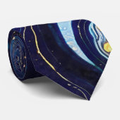 Vibrant Swirls of Blue and Gold 3 Stropdas (Opgerold)