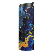 Vibrant Swirls of Blue and Gold 4 Thermosbeker (Gedraaid links)