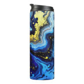 Vibrant Swirls of Blue and Gold 4 Thermosbeker (Geroteerd rechts)