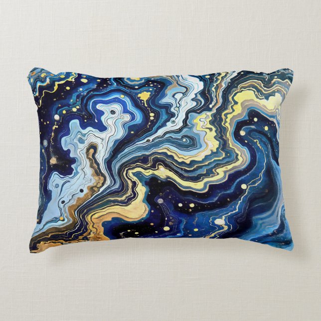 Vibrant Swirls of Blue and Gold 5 Accent Kussen (Voorkant)