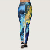 Vibrant Swirls of Blue and Gold 7 Leggings (Achterkant)