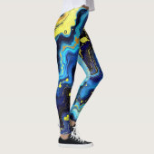 Vibrant Swirls of Blue and Gold 7 Leggings (Rechts)