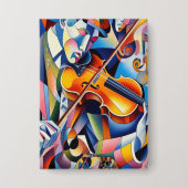 Vibrant Symphony: Abstract Violinist Art Button (Voorkant)