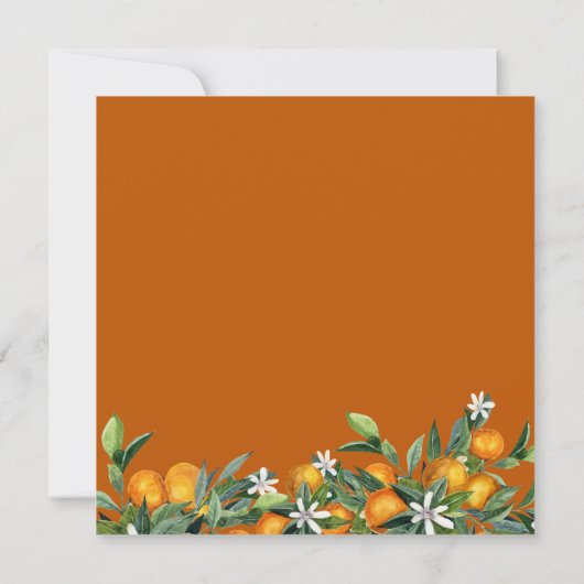 Vibrant Tangerine Citrus met waterverf bruiloft Kaart (Achterkant)