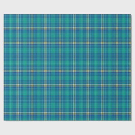 Vibrant Teal and Mariner Plaid Cadeaupapier (Vlak)