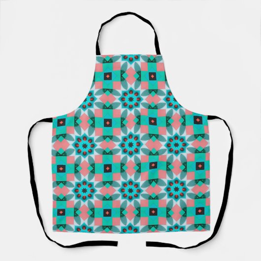 Vibrant Teal and Salmon Geometric Kaleidoscope Pat Schort (Voorkant)