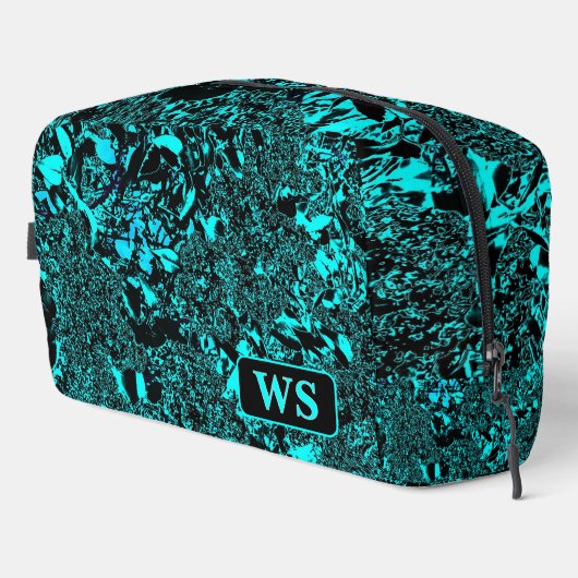 Vibrant Teal Monogram Toiletry Bag  Toilettasje (Rechterhoek)