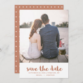 Vibrant Terracotta Oranje Polka Dot Photo Weddensc Save The Date