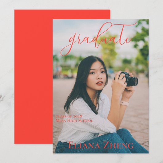 Vibrant Text and Photo Graduation Announcement (Voorkant / Achterkant)