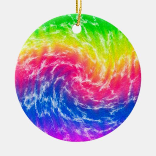 Vibrant Tie Dye kerstversiering Keramisch Ornament (Voorkant)