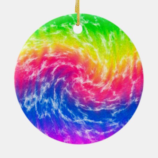 Vibrant Tie Dye kerstversiering Keramisch Ornament (Achterkant)