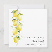 Vibrant Timeless Lemons Branches Wedding Photo Bedankkaart (Voorkant)