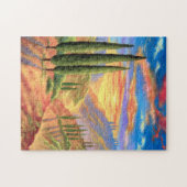 Vibrant Toscane Landscape Sunset Oranje Green Legpuzzel (Horizontaal)