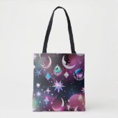 Vibrant Tourmaline Opal Celestial Moon Phases Tote Bag (Voorkant)