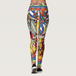 Vibrant Traditional Asian Dragon & Folk Art Design Leggings