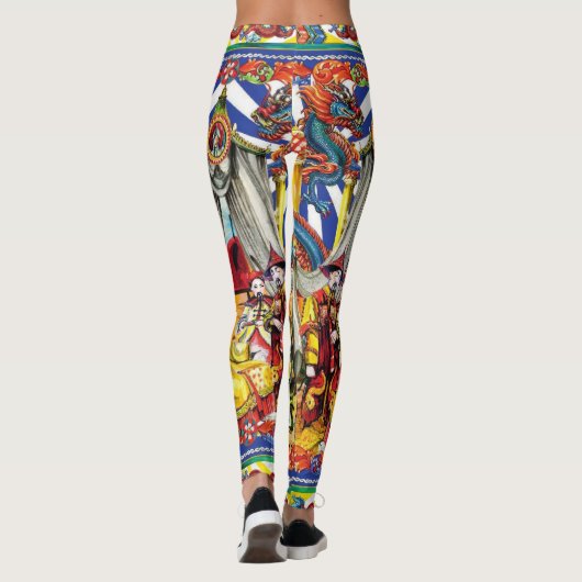 Vibrant Traditional Asian Dragon & Folk Art Design Leggings (Achterkant)