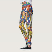 Vibrant Traditional Asian Dragon & Folk Art Design Leggings (Links)