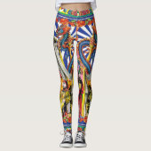 Vibrant Traditional Asian Dragon & Folk Art Design Leggings (Voorkant)