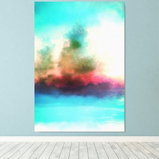 Vibrant Trees Clouds Abstract landschap Canvas Afdruk (Insitu (Houten vloer))