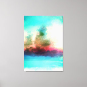 Vibrant Trees Clouds Abstract landschap Canvas Afdruk