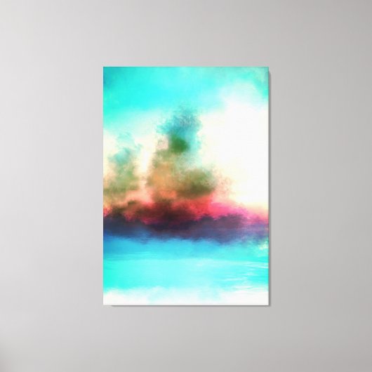 Vibrant Trees Clouds Abstract landschap Canvas Afdruk (Voorkant)