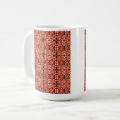 Vibrant Tribal Fusion Geometric Symmetry Pattern Koffiemok (Voorkant links)