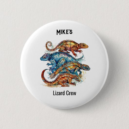 Vibrant Tribal Lizard Totem, op maat Ronde Button 5,7 Cm (Voorkant)