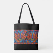 Vibrant Tribal Spirit Cats Tote Bag – Huichol- (Achterkant)