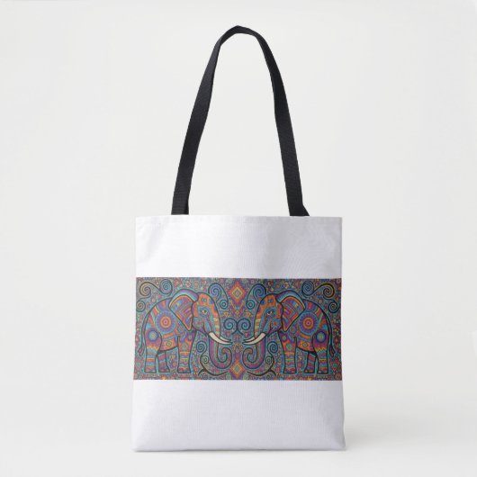 Vibrant Tribal Spirit elephants Tote Bag (Voorkant)