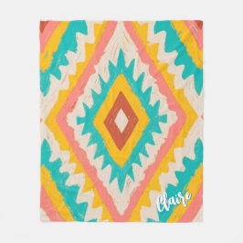 Vibrant Tribe, Bold Geometric Boho Pattern Fleece Deken